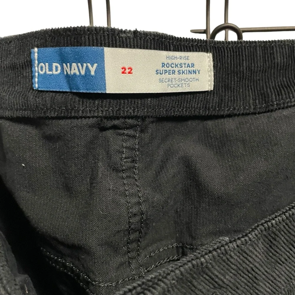 Black Corduroy High Rise Rockstar Super Skinny Pants Plus Size 22 - Picture 5 of 5